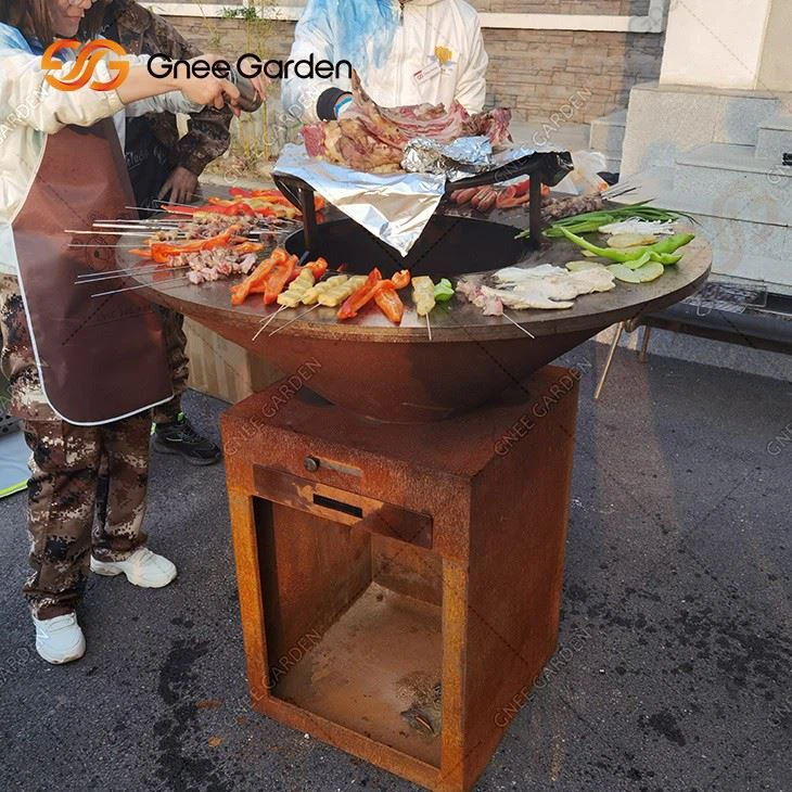 Commercial BBQ Grill Outdoor Kitchen Charcoal Corten &corten Steel Fire Pit Table Wood Burning Metal Barbecue Grills