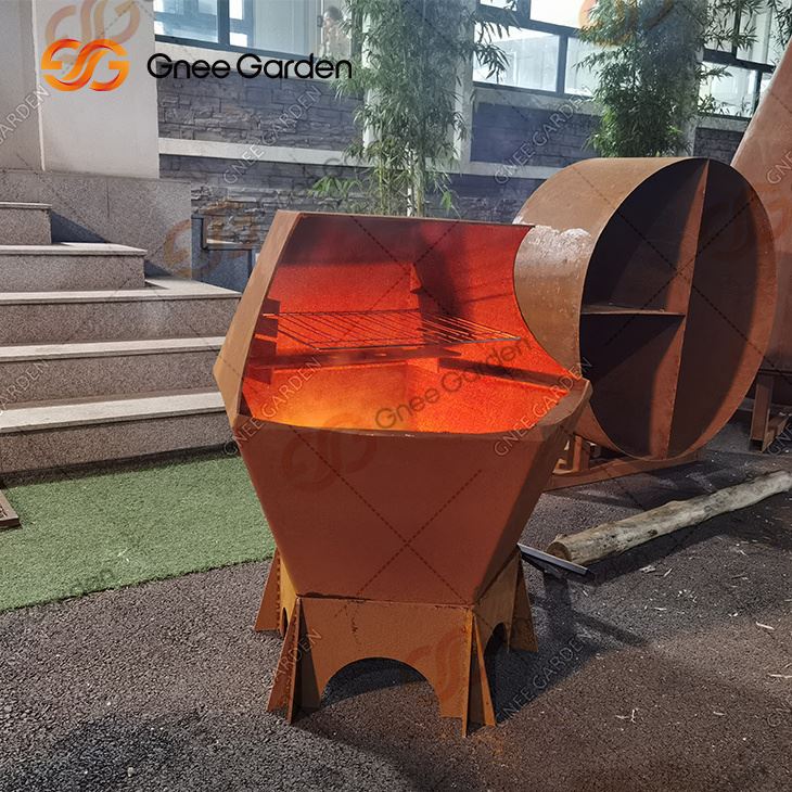 Corten Metal Patio Roštilj na drva