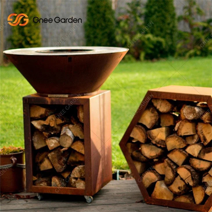 Outdoor Fire Pit And Corten Steel BBQ Grill