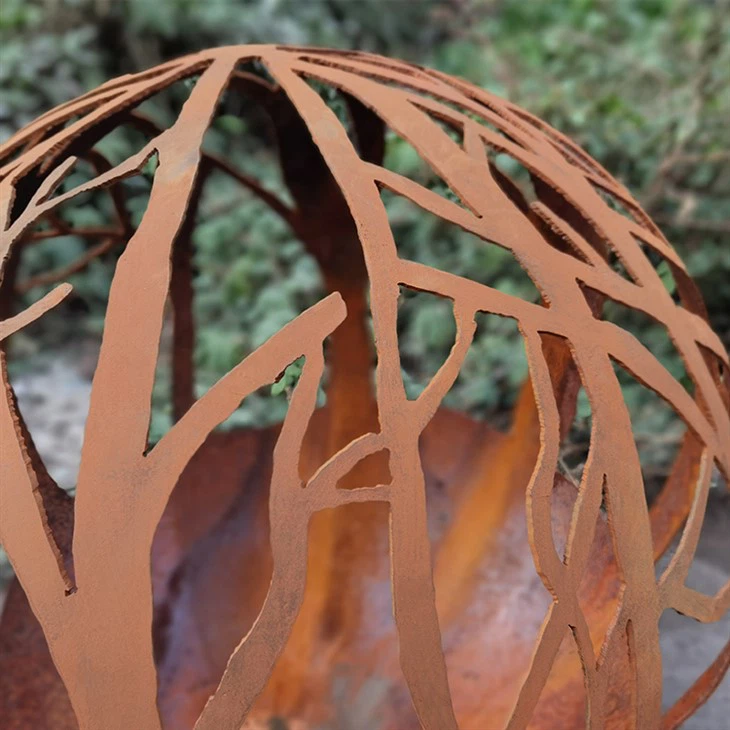 Deep Ball Okrugla vatrena jama Vanjska drvena kugla za vatru Corten Steel Fire Bowl