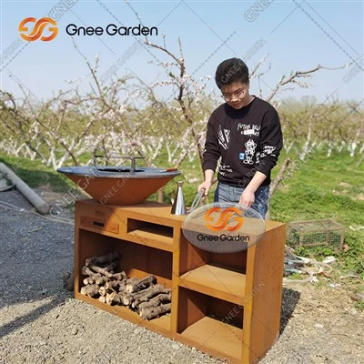 Corten Roštilj Kampiranje Roštilj na drveni ugljen Roštilj Corten Steel Vanjski roštilj