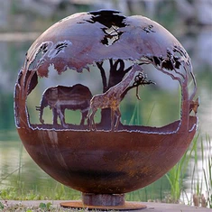 Corten Steel Dekoracija Garden Fire Pit Ball Globe Fire Pit Garden Ornament Decorative