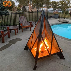 Corten Steel Vanjski samostojeći kamin na drva