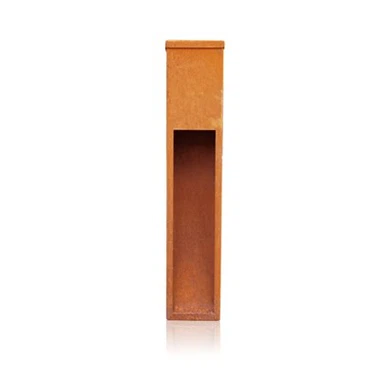 Rusty Metal Led Bollards Light Box Corten Steel Path Lighting